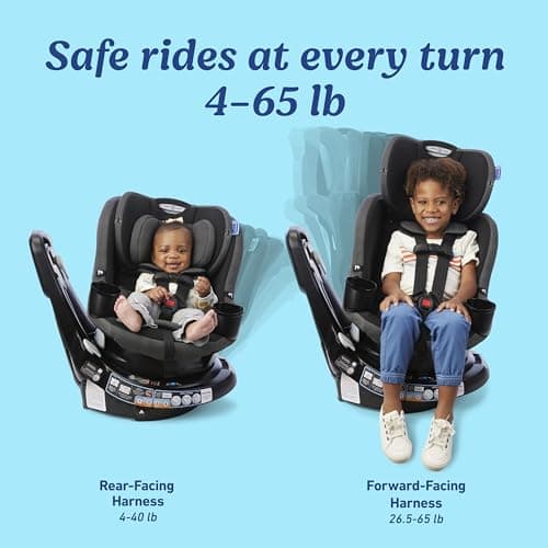 Graco EasyTurn 360 2-in-1 Rotating Convertible Car Seat, 360 Degree Rotating Infant to Toddler Rotating Car Seat, 2 Modes Rear and Forward Facing, Slim Design, Solae