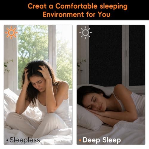 Blackout Window Privacy Film, Removable Window Cover Static Cling, Darkening Light Heat Blocking, Window Tint for Home Garage Bedroom Day Sleep, Black 17.5 Inch * 78.74 Inch — view 3
