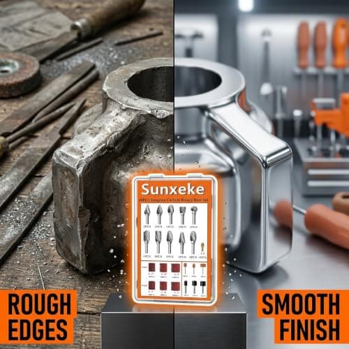 Sunxeke 80PCS Tungsten Carbide Rotary Burr Set with Sanding Drums,1/8-Inch Shank Dual Cut for Dremel Tools,Metal Steel Aluminum Wood Engraving Grinding Cutting Polishing Rotary Tool Accessories — view 5
