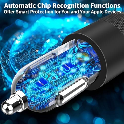 【Apple MFi Certified】iPhone 17 Car Charger Fast Charging, Caiinei 4.8A USB Power Cigarette Lighter USB C Car Charger + 6FT Type C Coiled Cord for iPhone 17/17 Air/17 Pro Max/16/15/Galaxy S25/S24/Pixel — view 2