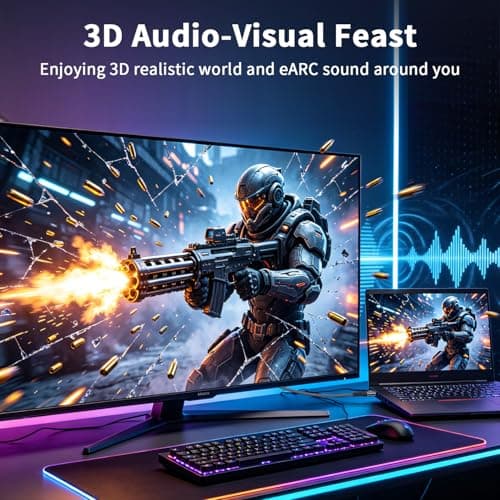 looyotul 8k Hdmi Cable 6.6ft Ultra High Speed HDMI 2.1 Cable 8K@60HZ 4K@120HZ 48Gbps HDMI Cord for HDTV,PS4,PS5,Monitor Laptop,Xbox,HDCP 2.2&2.3 Support HDR,eARC,Dolby.(Silvery) — view 5