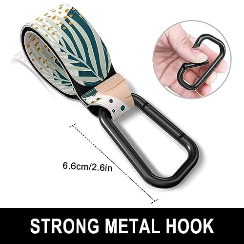 Gukeniu Baby Stroller Hooks for Hanging Bags, Universal Stroller Clips Accessories, Mommy Hook for Diaper Bag, Shopping Cart, Purse, Backpack - 2 Pack, Abstract Leaf — view 3