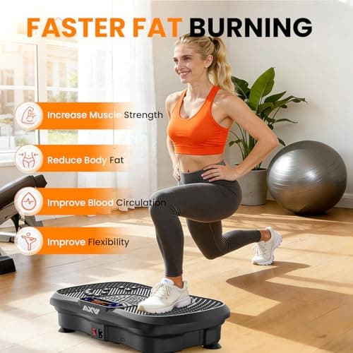 AXV Vibration Plate Fitness Platform Exercise Machine Vibrating Shaking Full Body Shaker Workout Vibrate Stand Shake Board Sport for Weight Loss Fat Burner for Gym Home Office — view 2