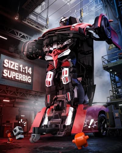 V992 Transform RC Robot Car Series,Transform RC Cars,1:14 Scale,2-in-1 Robot Toy Car with Sound & Light Effects,Gesture Sensing,Automatic Deformation,Birthday Gift Toys for Boys and Girls (Red)