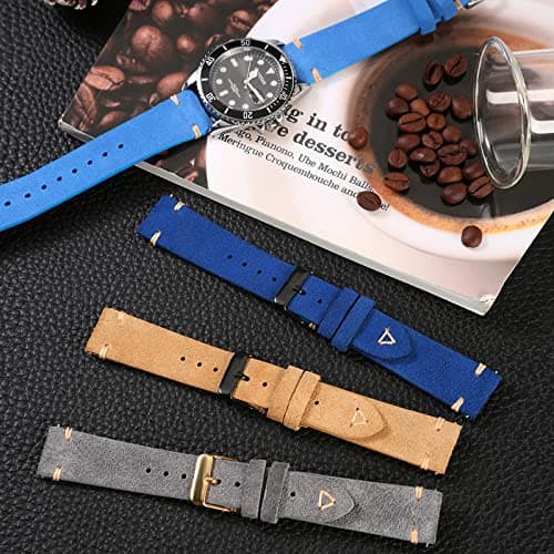 WOUKUP Quick Release Suede Leather Watch Bands Vintage Watchband for Men Watch Strap 18mm 19mm 20mm 21mm 22mm 24mm — view 5
