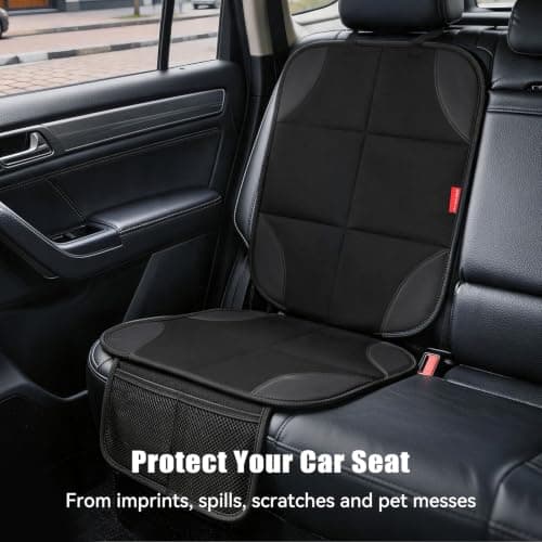 dre drive Car Seat Protector, Thick Padding and Upgraded Non-Slip Backing, 600D Waterproof Fabric Child Car Seat Cover with Mesh Pockets, No Imprints, Universal Fit for Car SUV Truck (Black 1pc) — view 2