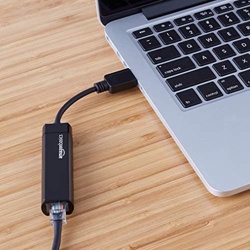 Amazon Basics USB 3.0 to 10/100/1000 Gigabit Ethernet Internet Adapter, Compatible with Windows and macOS, Black — view 3