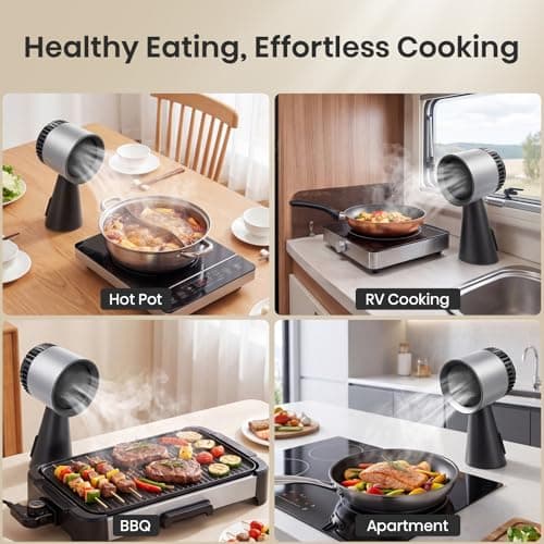 Portable Range Hood, Desktop Portable Kitchen Exhaust Fan, Detachable Aluminum Grease Filter, Large Oil Collection Cup, Low Noise, 3 Speed Portable Exhaust Fan for Cooking, Indoor Hot Pot, and BBQ — view 3