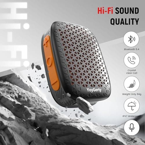 yoygerty 2026 Upgrade Wearable Bluetooth 5.4 Speaker, IPX7 Waterproof Clip-on Wireless Mini Portable Speakers, Built-in Mic, Hands-Free Music/Calls for Work/Cycling/Home/Party/Outdoor(Black)