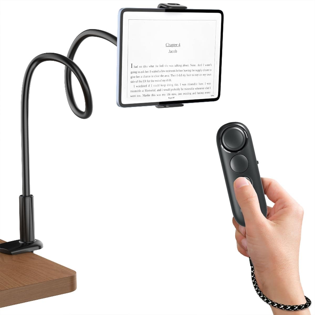 Mando a Distancia Bluetooth con Soporte para Aplicación de Lectura, Videos de TikTok/Youtube y Disparo Remoto, Pasapáginas Universal, Compatible con iPhone, iPad, Teléfonos y Tabletas Android, Ligero
