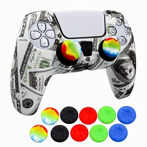 Skin for Xbox Series S/X Ps4 Ps5 Controller, 1pc Anti-Slip Shell Cover Case with 10 Joystick Grips for Playsation 5 Controller Wireless Gamepad (PS5 Controller #16)