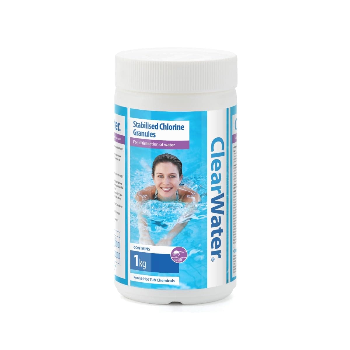 Clearwater Chlorine Granules for Hot Tub Spa and Swimming Pool Water Treatment for Rapid Disinfecting and Cleaning, 1 kg