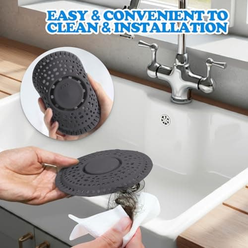 zaa Shower Drain Hair Catcher, Upgraded 2 Pack Premium Silicone Drain Protector & Shower Drain Cover for Regular Floor Drains of Shower Room, Bathroom, Black — view 4