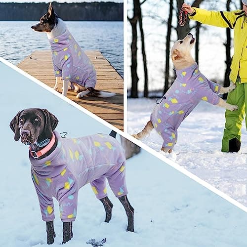 ROZKITCH Dog Fleece Jumpsuit Large, Pet Windproof Warm Cold Weather Jacket Vest with Luminous Zipper, Dog Halloween Costume Jumpsuit Apparel Outfit Clothes for Large Dogs Geometry 2XL — view 5