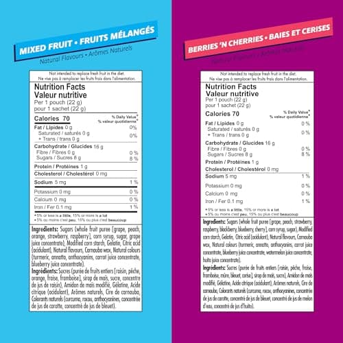 Welch's Fruit Snacks, Mixed Fruit & Berries 'N Cherries, Bulk Pack, Gluten Free, Individual Single Serve Bags, 22g (Pack of 72)