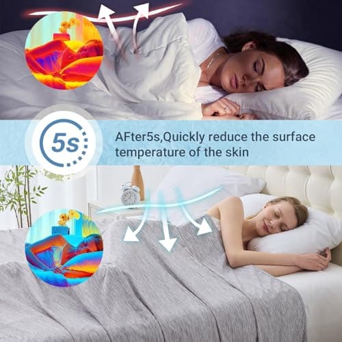 Cooling Blanket Queen Size, Cooling Blankets for Hot Sleepers, Absorbs Heat to Keep Body Cool for Summer Nights Sweats, Cold Blanket for Bed Couch Sofa, Ice Blanket 90x90 Inches, Light Gray — view 2