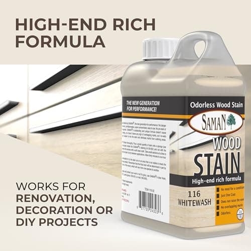 SamaN Interior Water Based Wood Stain - Natural Stain for Furniture, Moldings, Wood Paneling, Cabinets (Whitewash TEW-116-32 1-Quart)