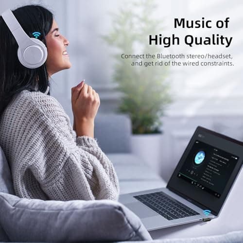 Bluetooth Adapter for Desktop PC: Plug & Play 5.4 USB Mini EDR Dongle Receiver & Transmitter for Laptop Computer Compatible with BT Headphones Keyboard Mouse Only Windows 11/10/8.1 — view 2