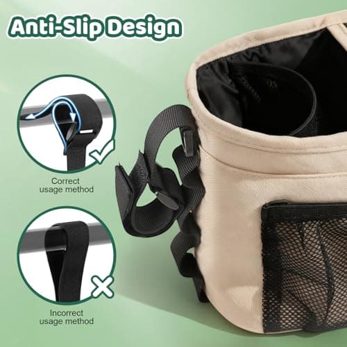 Guiseapue Universal Stroller Organizer with Cup Holder: Baby Essentials, Stroller Caddy with Shoulder Strap, Detachable Phone Bag, Stroller Accessories, New Moms Baby Gifts — view 3