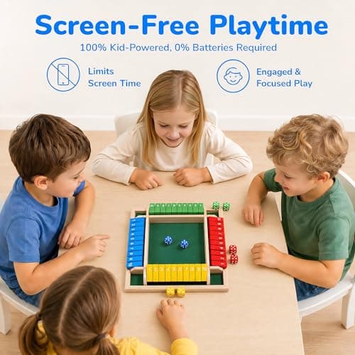 Shut The Box Math Board Game Wooden Dice Toy for 1-4 Players Kids Adults — view 4