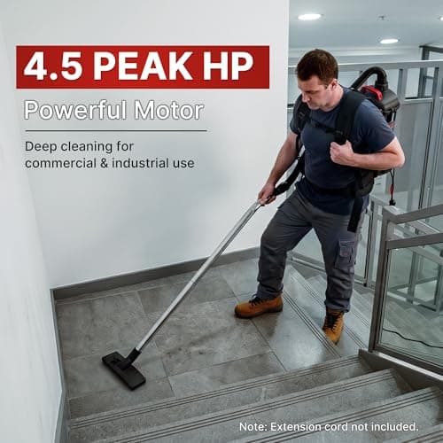 Shop-Vac 5430299 Backpack Vacuum Commercial, 1.5 Gallon 4.5 PHP Ergonomic Canister Vacuum Cleaner with HEPA Filtration, 1.5-Inch Attachments, Corded, for Multi-Surface Cleaning, Carpet and Hard Floor — view 2