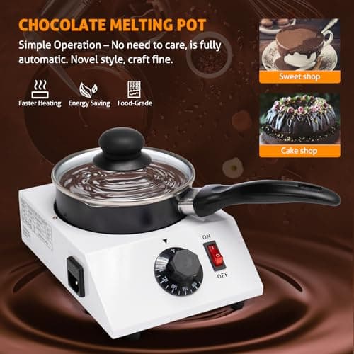 WICHEMI Chocolate Melting Pot Chocolate Tempering Machine Commercial Electric Chocolate Melter Fondue Pot for Chocolate, Butter, Cheese, Cream, Candy, Milk, Coffee, Desserts (Single Pot) — view 2
