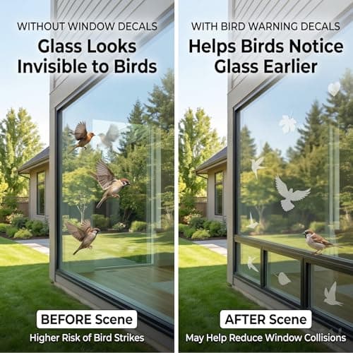 6 Sheets Anti-Collision Window Stickers Decals - Bird & Leaf Patterns, Prevent Bird Strikes, Glass Door Protection, Home Decor