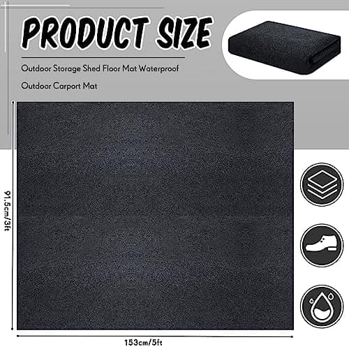 Haull Shed Floor Mat 5 x 3 ft, Outdoor Storage Sheds Flooring Mat with Waterproof PE Backing, Absorbent Felt Top, Non Slip Washable Protector Rug for Garden, Garage, Carport, Shed Not Included