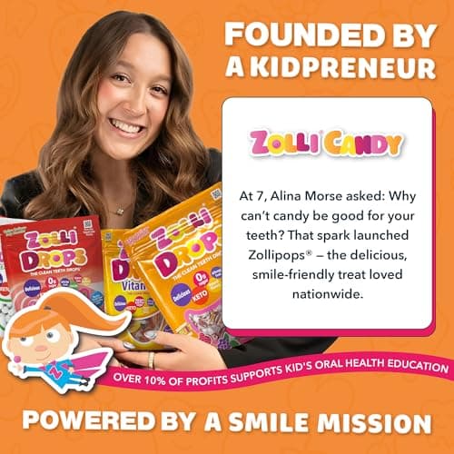 Zolli Drops Sugar Free Candy with Xylitol, Dye-Free Lollipops - Keto & Diabetic-Friendly, Dentist-Approved Treats for Kids, (Natural Fruit Flavors, 1.6 oz) — view 5