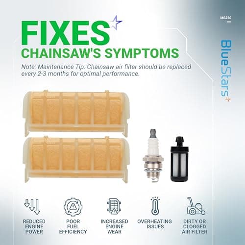 BlueStars MS250 Air Filter Kit - For Stihl 021 023 025 MS210 MS230 MS250C MS210C MS230C MS 250 230 210 Chainsaw Parts - Replaces 1123 120 1613, 1123 120 1612 with Fuel Filter Spark Plug — view 4