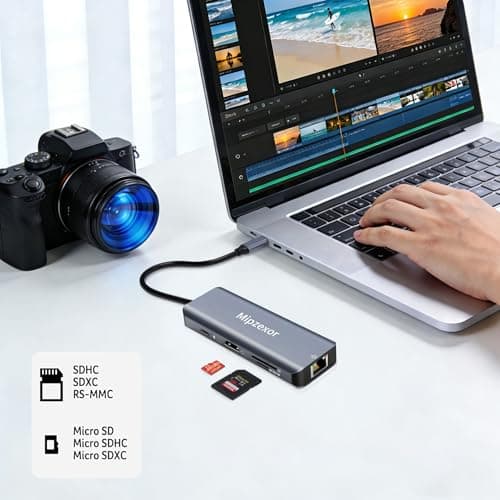 USBC Docking Station 8 in 1 USB C to hdmi gigabit ethernet Adapter 1Gbps Ethernet Hub 100W Power Delivery 3*USB 3.0 Ports SD/TF Card Reader Ethernet USB C Adapter for MacBook Pro/Air Dell XPS HP — view 4