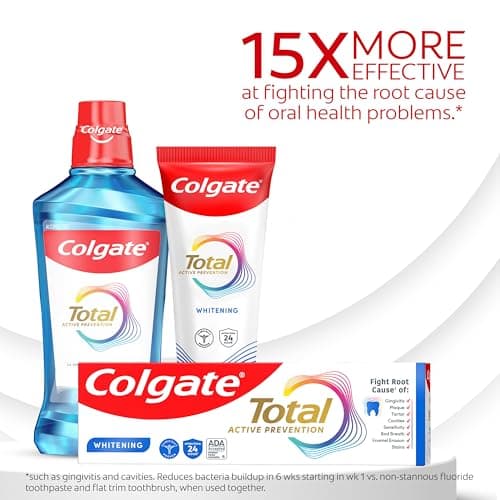 Colgate Total Whitening Toothpaste Paste, 5.1 oz, 2 Pack, Fluoride Antibacterial for Plaque, Gingivitis, Sensitivity, Stain Removal, Clinically Proven, Mint — view 3