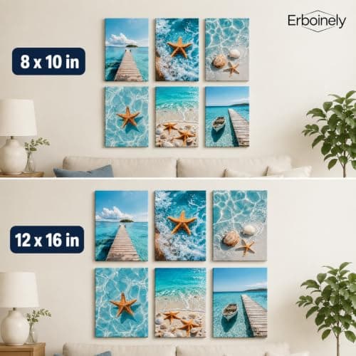 Erboinely 6 Pcs Beach Scenery Poster Wall Art — view 5