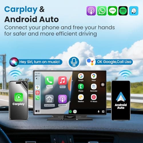 Portable Apple Carplay Screen for Car, 11.3" Extra Large Wireless Car Play & Android Auto Screen for Car, Car Stereo with 4K Dash Cam, App View, Backup Camera,GPS,Mirror Link,FM, Voice Control