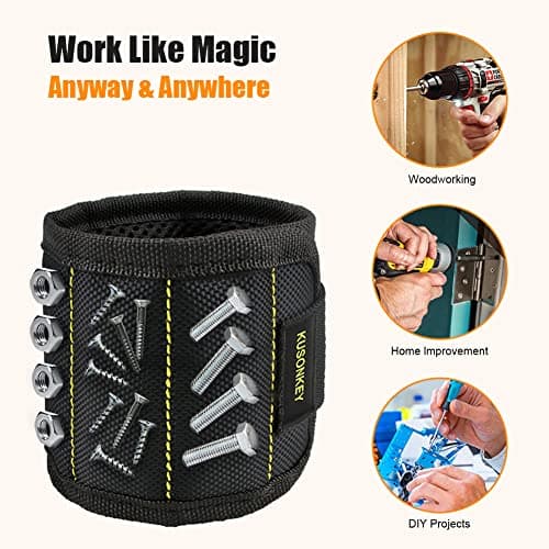 Gifts for Christmas Stocking Stuffers for Men,KUSONKEY Magnetic Wristband Tool Gift for Men Who have Everything,Wrist Magnetic Screw Holder with Strong Magnets for Holding Screws Tool for Electrician — view 4
