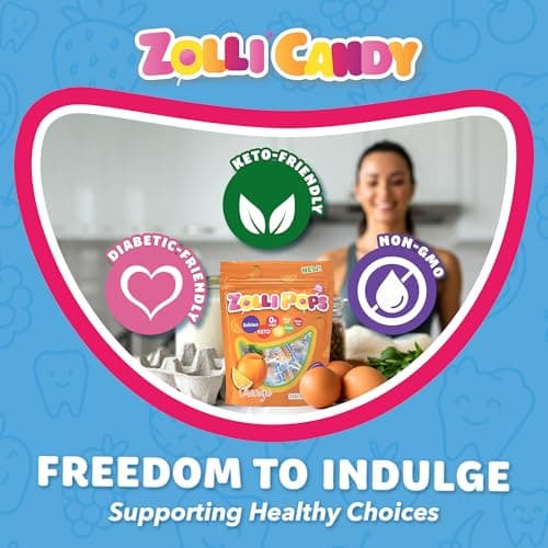 Zollipops Clean Teeth Pops Sugar Free Candy, Dye-Free Lollipops - Keto & Diabetic-Friendly, Dentist-Approved Treats for Kids (Orange, 3.1 oz) — view 5