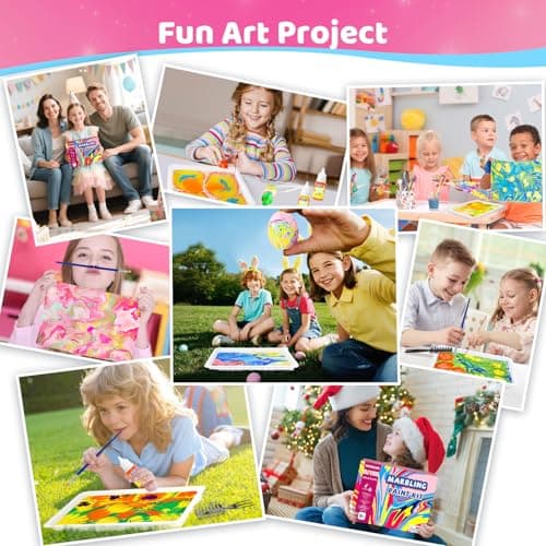 Titoclar Water Marbling Paint for Kids,Stocking Stuffers for Kids,Birthday Gifts for Kids 3+ Years Old,Arts and Crafts for Girls Boys Ages 8-12 6-8 3-5,STEM Science Toys
