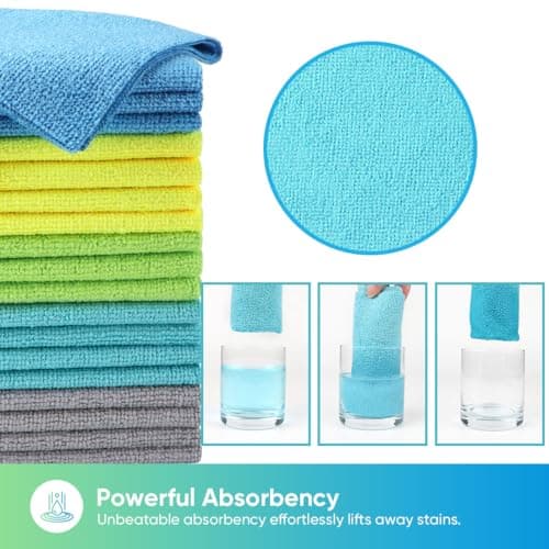 HOMEXCEL Microfiber Cleaning Cloths, 20 Pack Cleaning Rags - Lint Free & Scratch-Free Microfiber Towels for Cars, House & Kitchen, Absorbent Cleaning Towels, Multi-Color, 11.5 x 11.5 Inch — view 3