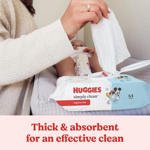 Huggies Simply Clean Unscented Baby Diaper Wipes, 1 Flip-Top Pack (64 Wipes Total), Packaging May Vary — view 3