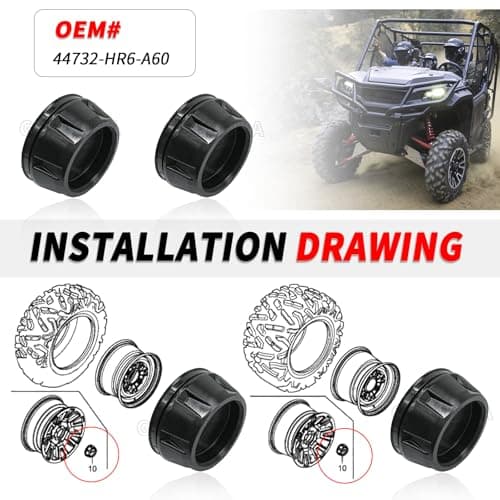 GOLKNHA 4PCS Front & Rear Wheel Center Cap for Honda ATV/UTV Rubicon 500 TRX500FA7 FM7 Rubicon 520 Pioneer 700 1000 Talon 1000 SXS1000 OEM# 44732-HR6-A60