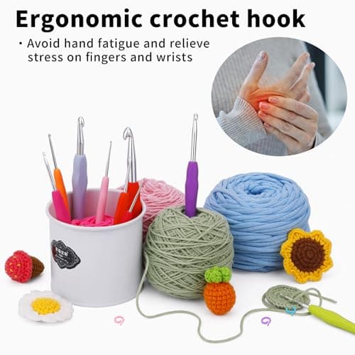 Iuuidu 4PCS Crochet Hooks, 2.0/2.25/2.5/2.75mm Ergonomic Handle Small Crochet Hooks for Arthritic Hands, Smooth and Extra Long Crochet Needles for Beginners, Knitting Needles for Beginner Handmade DIY — view 4