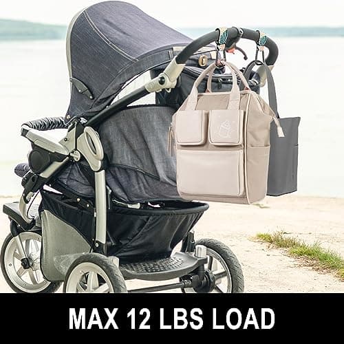 Gukeniu Baby Stroller Hooks for Hanging Bags, Universal Stroller Clips Accessories, Mommy Hook for Diaper Bag, Shopping Cart, Purse, Backpack - 2 Pack, Abstract Leaf — view 5