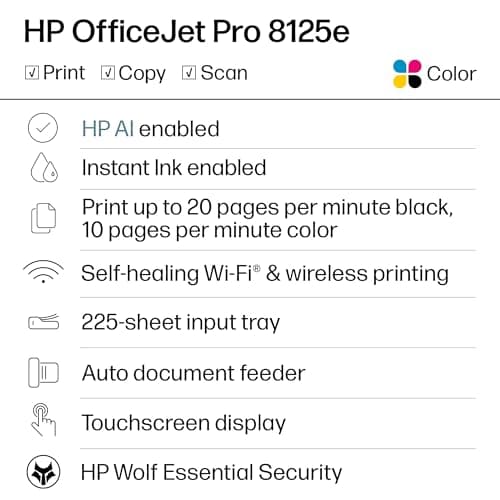HP OfficeJet Pro 8125e All-in-One Printer with 3 Months Instant Ink