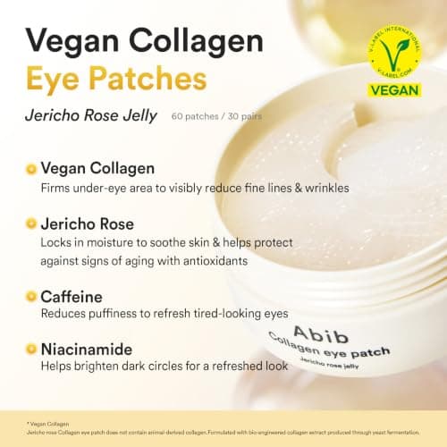 Abib Vegan Collagen Eye Patches for Wrinkles & Fine Line with Jericho Rose Jelly & Peptides, 60 Count, Korean Skin Care — view 4