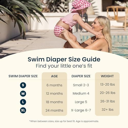 Tiny Twinkle Pull-Up Reusable Swim Diapers 2-Pack | Waterproof and UPF 50+ Sun Protection | Lightweight and Absorbent | Machine Washable(Pink,Beige Checkers,12-18M) — view 5