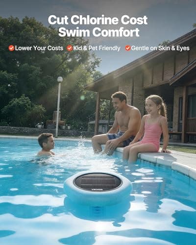 VEVOR Solar Pool Ionizer, Hexagon Copper Pool Ionizer Up to 45000 Gal, Floating Automatic Water Cleaner and Purifier, Chlorine Free Water, with Copper Anode, Spring, Brush and Filter for Pools & Spas