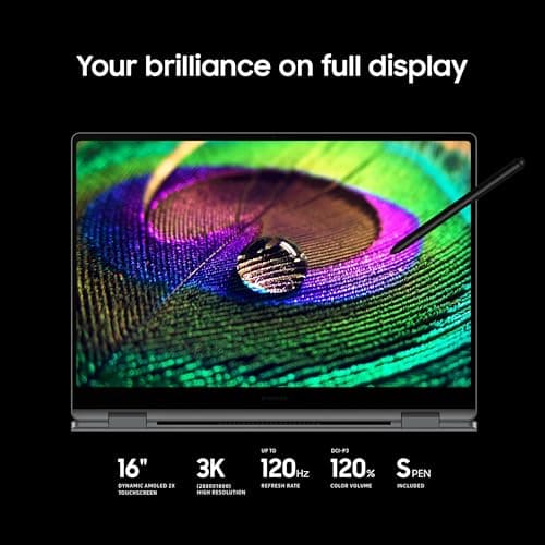 Samsung 16” Galaxy Book5 Pro 360 Copilot+ PC, AI Business Laptop, Windows 11 Pro, Intel Core Ultra 7 Processor 258V, 3K AMOLED Touchscreen, 32GB / 1TB, 120HZ, 2025 Model NP964QHA-KG2US, Gray — view 2