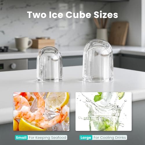 OLIXIS Countertop Ice Maker Machine with Handle, Auto-Cleaning Portable Ice Maker with Basket & Scoop, 26lbs in 24Hrs & 9 Ice Cubes in 6 Mins, 2 Ice Cube Sizes, for Home Party Camping RV, White — view 4