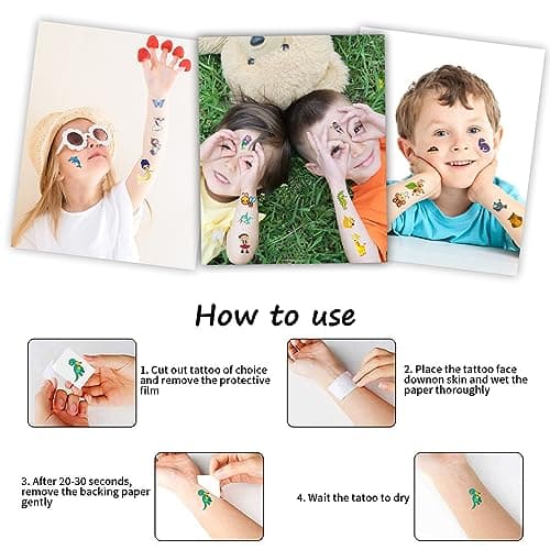 Habett Temporary Tattoos for Kids, 300+ Mixed Styles Temporary Tattoos Stickers Set for Girls and Boys, Space Dinosaur Animals Butterfly Temporary Tattoos for Kids Birthday Party Supplies — view 5