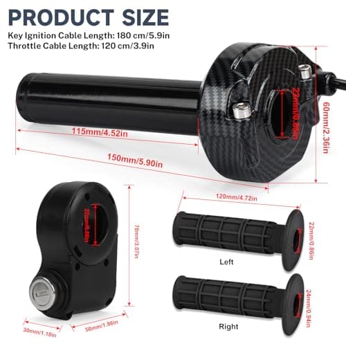 BEAROLNE Full Twist Throttle with Key Ignition for Ridstar Q20 Surron Throttle for Ridstar Tamobyke Waterproof Ebike Throttle KIt for Electric Dirt Bike Scooter Mountain Bike (Carbon Style)